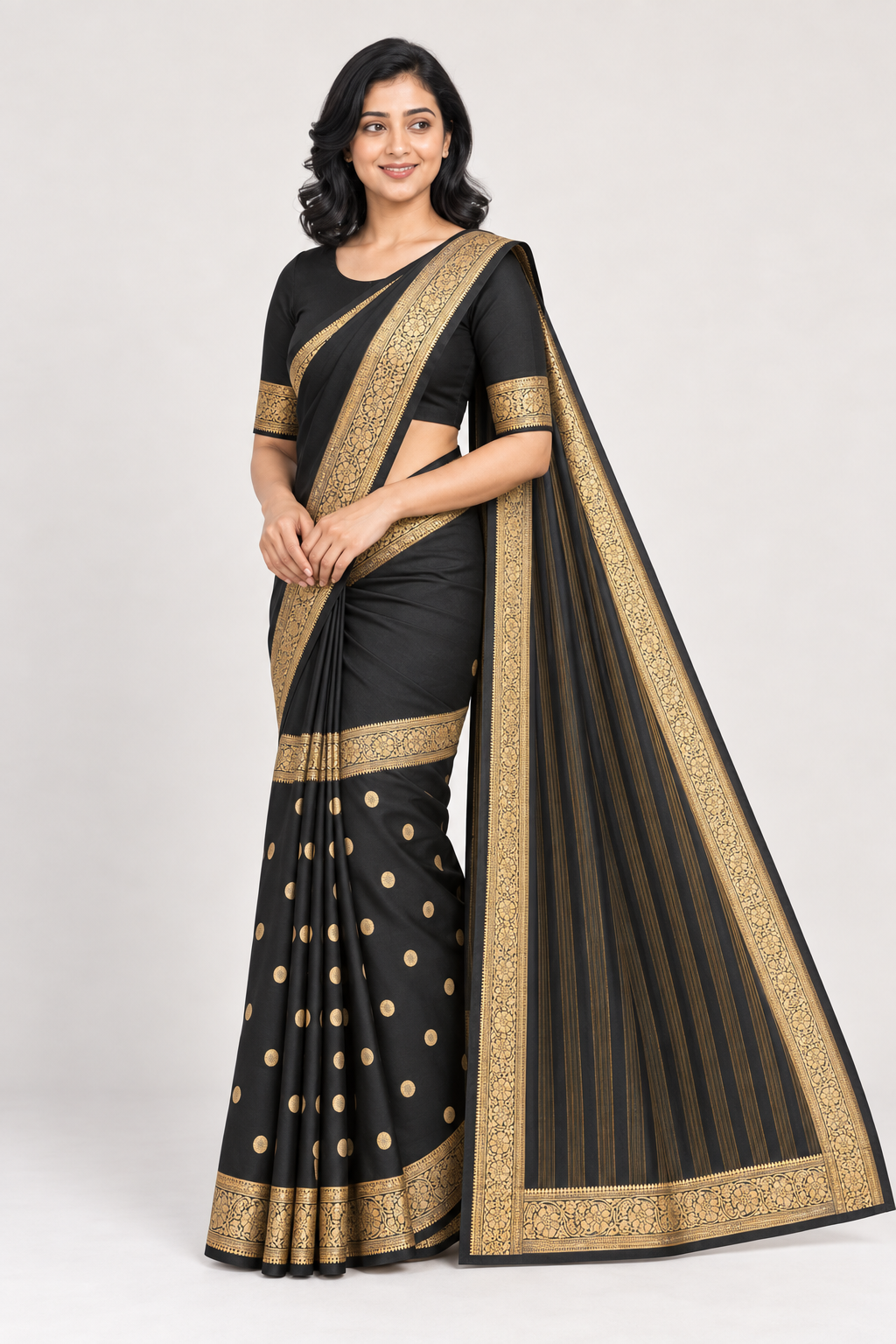 CRAPE HALF HALF BLACK