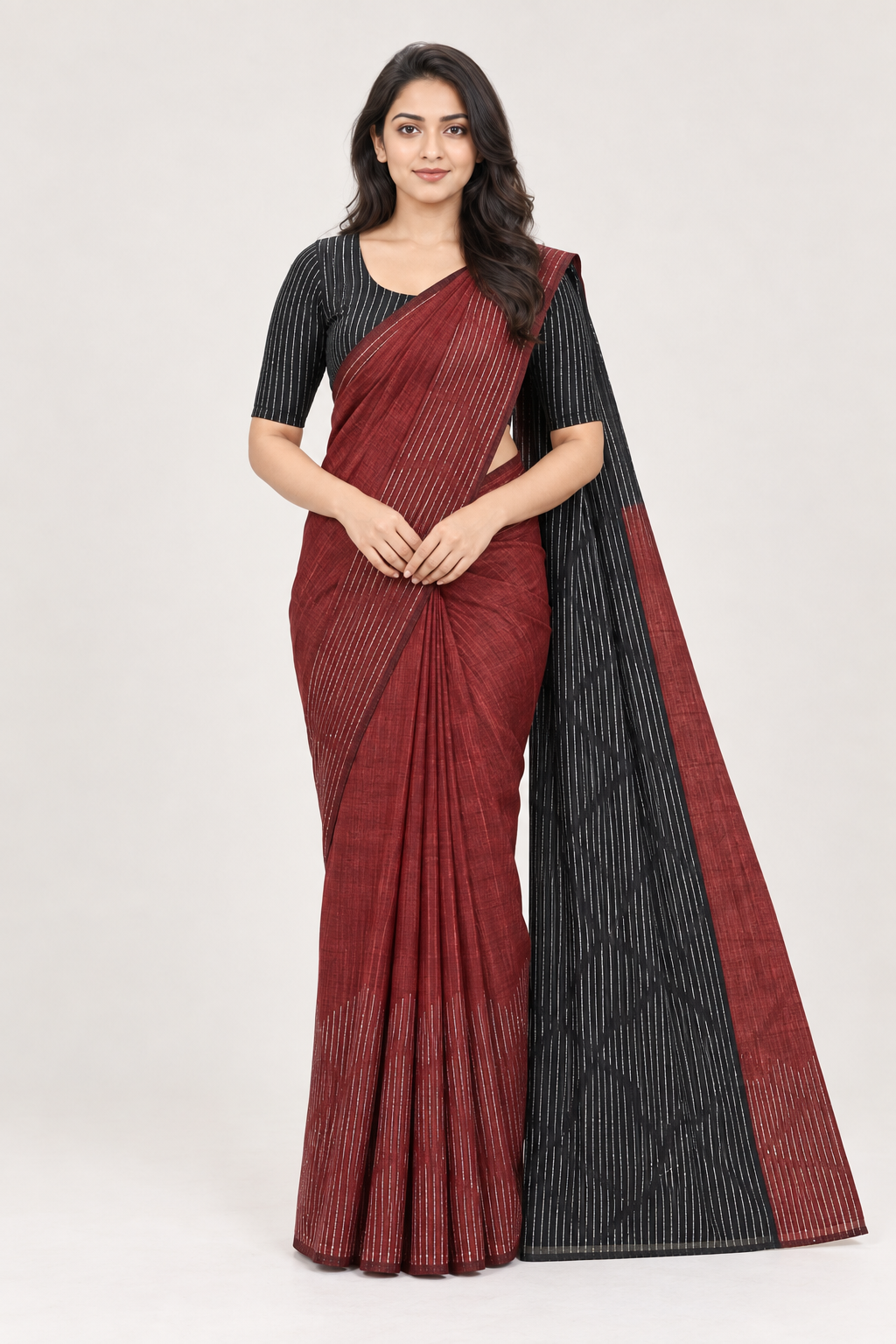 MAROON AND BLACK LINEN